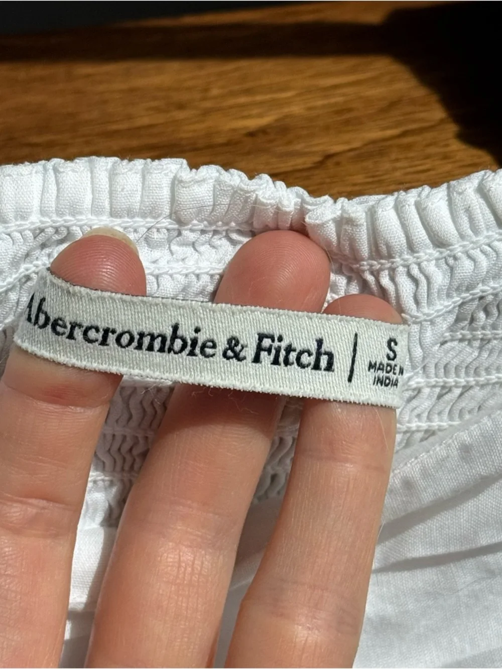 Abercrombie & Fitch White Cotton Peasant Blouse Puff Sleeve Babydoll Top Small